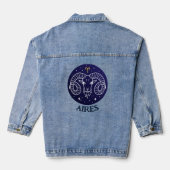 Aires Ram Zodiac Sign Design Denim Jas Denim Jacket (Achterkant)