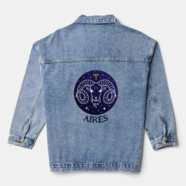 Aires Ram Zodiac Sign Design Denim Jas Denim Jacket