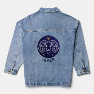 Aires Ram Zodiac Sign Design Denim Jas Jacket