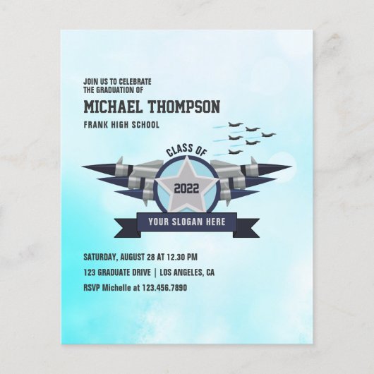 Airforce thema Graduation Party Foto uitnodiging Flyer (Voorkant)
