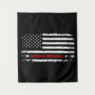 Airframe Mechanic Aviation American Flag Wandkleed