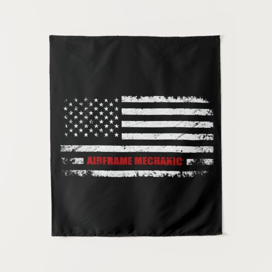 Airframe Mechanic Aviation American Flag Wandkleed (Voorkant)