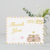  Airline Baby Girl Shower Dank je kaart (Staand Voorkant)