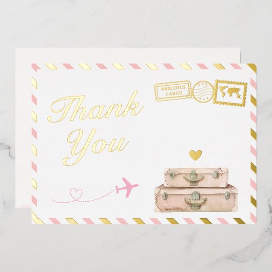  Airline Baby Girl Shower Dank je kaart (Voorkant / Achterkant)