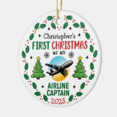 Airline Captain First Christmas Pilot Personalized Keramisch Ornament (Links)