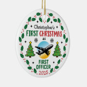 Airline First Officer Personalized Pilot Christmas Keramisch Ornament (Rechts)