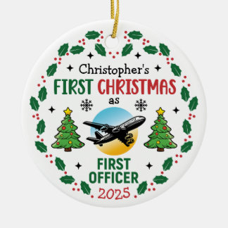 Airline First Officer Personalized Pilot Christmas Keramisch Ornament