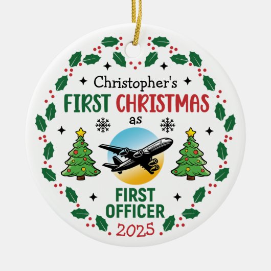 Airline First Officer Personalized Pilot Christmas Keramisch Ornament (Voorkant)