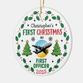 Airline First Officer Personalized Pilot Christmas Keramisch Ornament (Links)