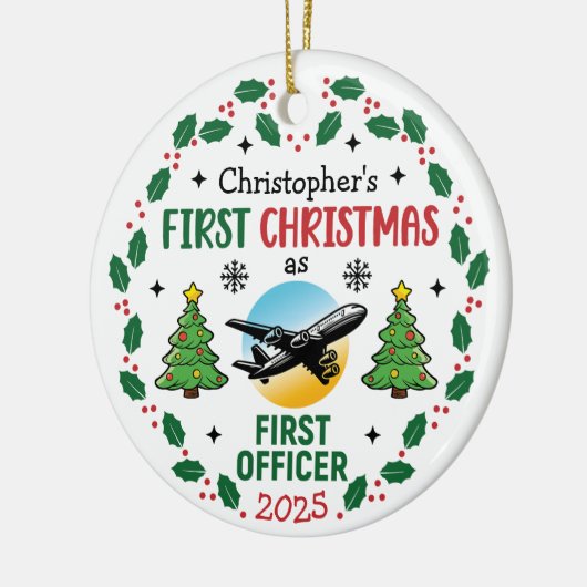 Airline First Officer Personalized Pilot Christmas Keramisch Ornament (Links)