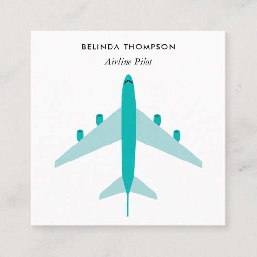 Airline Pilot Airplane QR-code Sociale media Vierkante Visitekaartje (Voorkant)