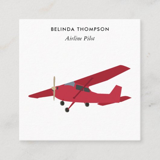 Airline Pilot Airplane QR-code Sociale media Vierkante Visitekaartje (Voorkant)