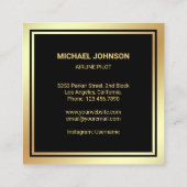 Airline Pilot Black Gold Foil Vliegtuig Vierkante Visitekaartje (Achterkant)