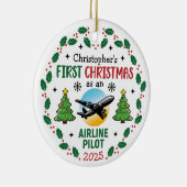 Airline Pilot First Christmas Personalized Keramisch Ornament (Rechts)