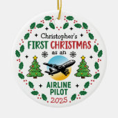 Airline Pilot First Christmas Personalized Keramisch Ornament (Voorkant)
