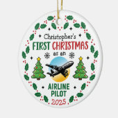 Airline Pilot First Christmas Personalized Keramisch Ornament (Links)