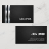 Airline Pilot Professional Black Silver Visitekaartje (Voorkant / Achterkant)