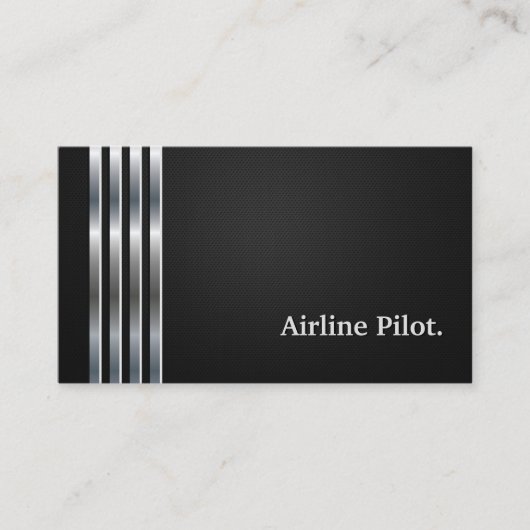 Airline Pilot Professional Black Silver Visitekaartje (Voorkant)