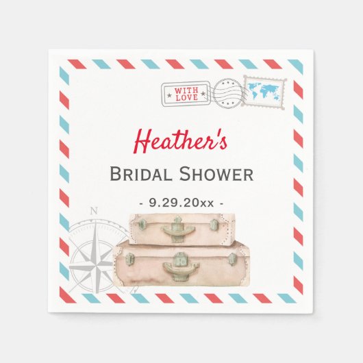 Airline Reizen Vrijgezellenfeest Tafeldecor Rood p Servet (Voorkant)