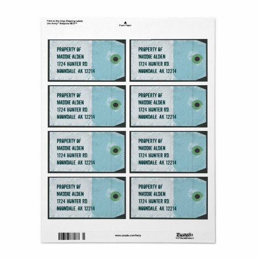 Airline Style Label (Full Sheet)