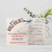 Airline Ticket Bon Voyage Party Uitnodiging (Staand voorkant)