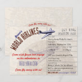 Airline Ticket Bon Voyage Party Uitnodiging (Voorkant / Achterkant)