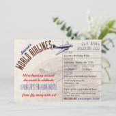 Airline Ticket Destination Party Invitation Kaart (Staand voorkant)