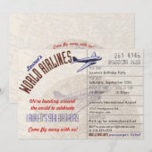 Airline Ticket Destination Party Invitation Kaart (Voorkant / Achterkant)