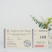 Airline Ticket Destination Wedding Invitation Kaart (Staand voorkant)