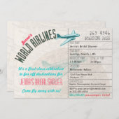 Airline Ticket DestinationBridal Shower Invitation Kaart (Voorkant / Achterkant)