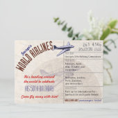 Airline Ticket Party nodigt meerdere data uit - CU Kaart (Staand voorkant)