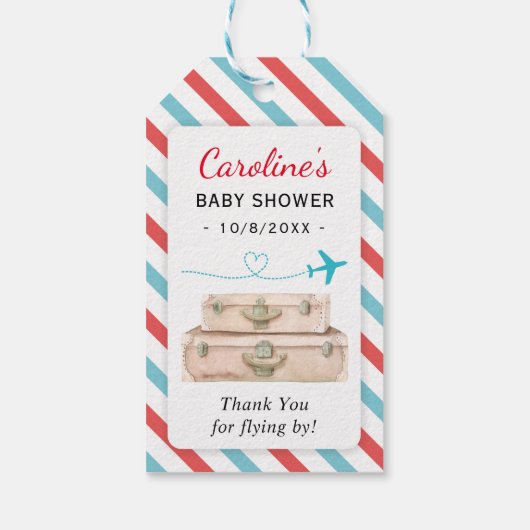 Airline World Travel Baby shower Mini Bottle Favor Cadeaulabel (Achterkant)