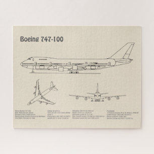 Airliner 747 - Vliegtuig Blauwdruk Tekenplannen SD Legpuzzel