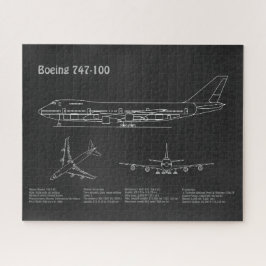Airliner 747 - Vliegtuigblauwdruk Tekenplannen PD Legpuzzel
