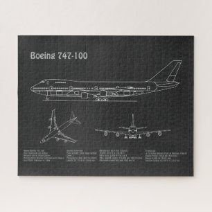 Airliner 747 - Vliegtuigblauwdruk Tekenplannen PD Legpuzzel