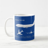 Airliner 747 - Vliegtuigblauwdruktekening ABD Koffiemok (Links)