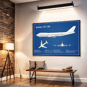 Airliner 747 - Vliegtuigblauwdruktekening ABD Poster