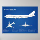 Airliner 747 - Vliegtuigblauwdruktekening ABD Poster (Voorkant)