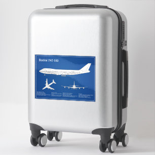 Airliner 747 - Vliegtuigblauwdruktekening ABD Sticker