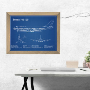 Airliner 747 - Vliegtuigblauwdruktekeningen AD Foto Afdruk