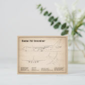 Airliner 787 - Vliegtuig Blauwdruk Tekenplannen SD Briefkaart (Staand voorkant)