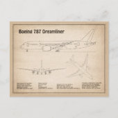 Airliner 787 - Vliegtuig Blauwdruk Tekenplannen SD Briefkaart (Voorkant)