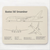 Airliner 787 - Vliegtuig Blauwdruk Tekenplannen SD Muismat (Voorkant)