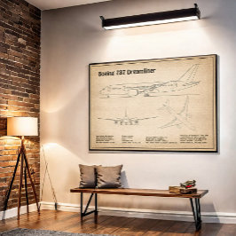 Airliner 787 - Vliegtuig Blauwdruk Tekenplannen SD Poster