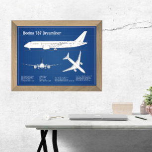 Airliner 787 - Vliegtuigblauwdruk Tekenplan ABD Foto Afdruk