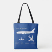 Airliner 787 - Vliegtuigblauwdruk Tekenplan ABD Tote Bag (Achterkant)