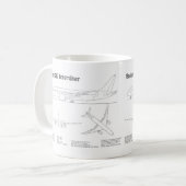 Airliner 787 - Vliegtuigblauwdruktekeningen BD Koffiemok (Voorkant links)