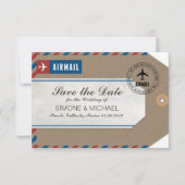 Airmail Bagagelabel Wedding Save Date Kraft Paper Save The Date (Voorkant)