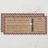 Airmail Boarding Pass Wedding Invitation and RSVP Kaart (Voorkant / Achterkant)