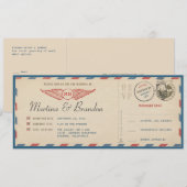 Airmail Boarding Pass Weduwen Uitnodiging (Voorkant / Achterkant)